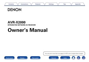 Denon AVRX2000 Home Theater System Operating Manual